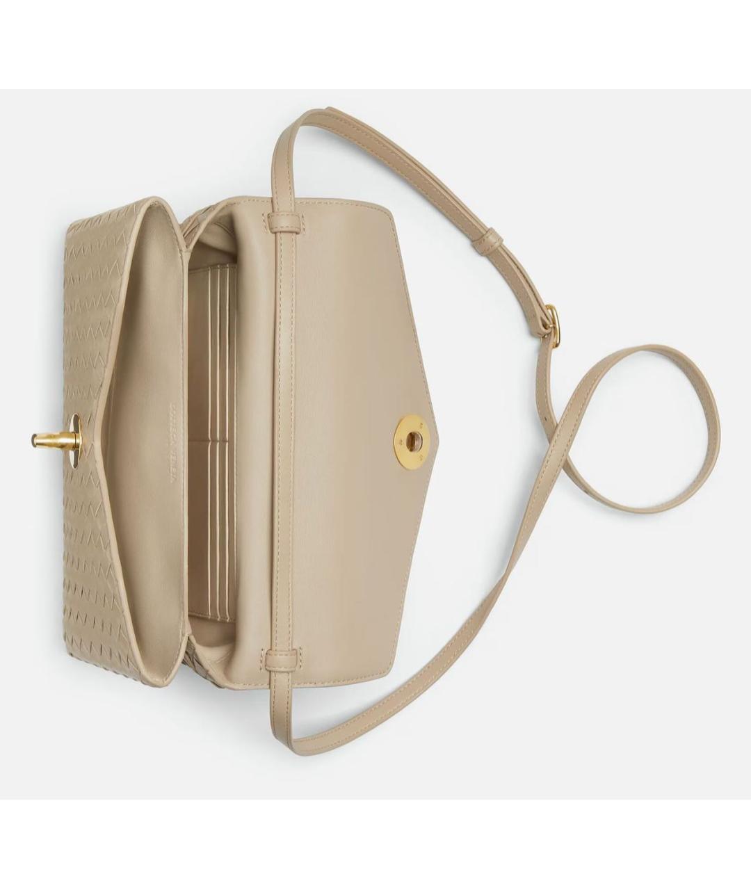 BOTTEGA VENETA Бежевая кожаная сумка через плечо, фото 2