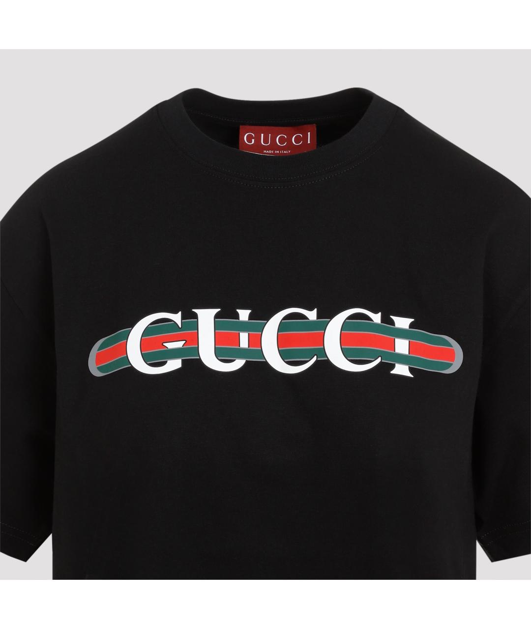 GUCCI Черная хлопковая футболка, фото 3