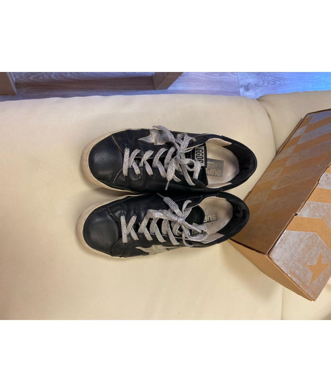 GOLDEN GOOSE DELUXE BRAND Черные кожаные кеды, фото 2