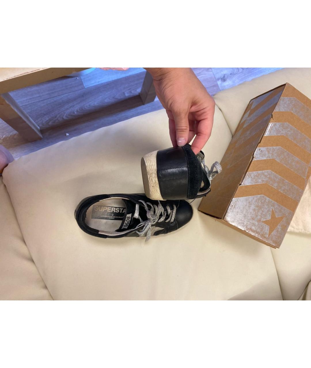 GOLDEN GOOSE DELUXE BRAND Черные кожаные кеды, фото 4