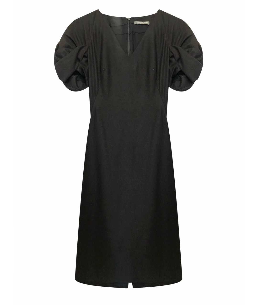 ALEXANDER MCQUEEN Черное шерстяное коктейльное платье, фото 1