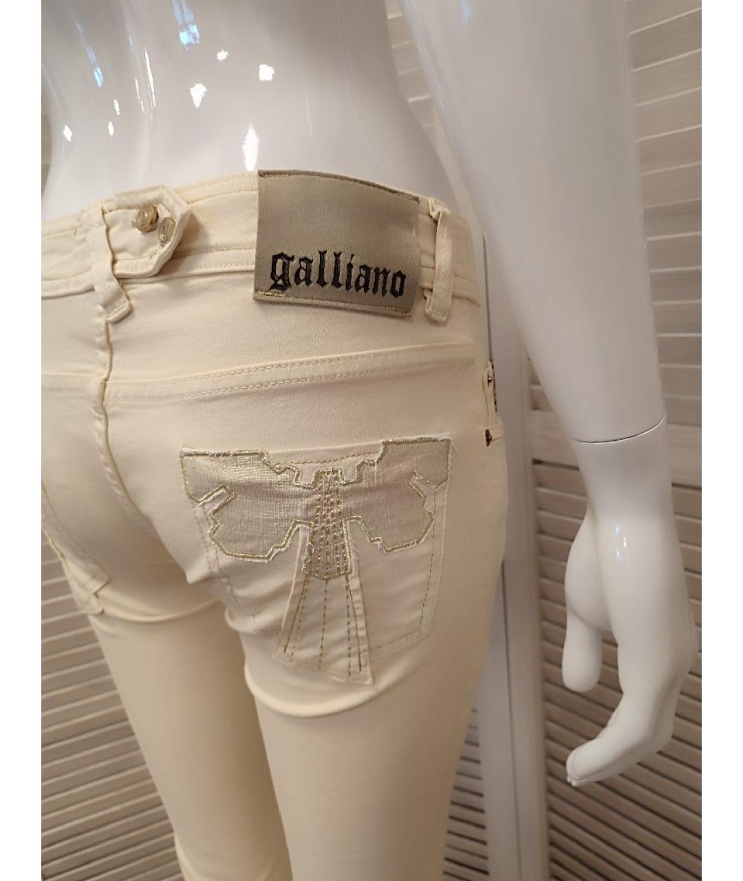 JOHN GALLIANO Бежевые хлопко-эластановые джинсы клеш, фото 4