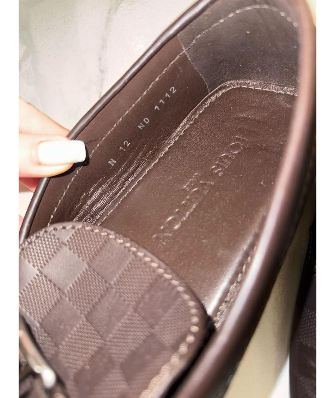 LOUIS VUITTON Коричневые кожаные лоферы, фото 6