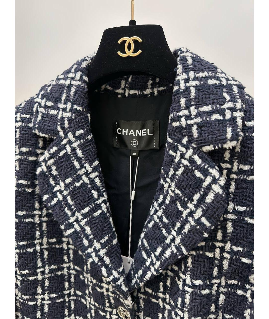 CHANEL Синий твидовый жакет/пиджак, фото 4