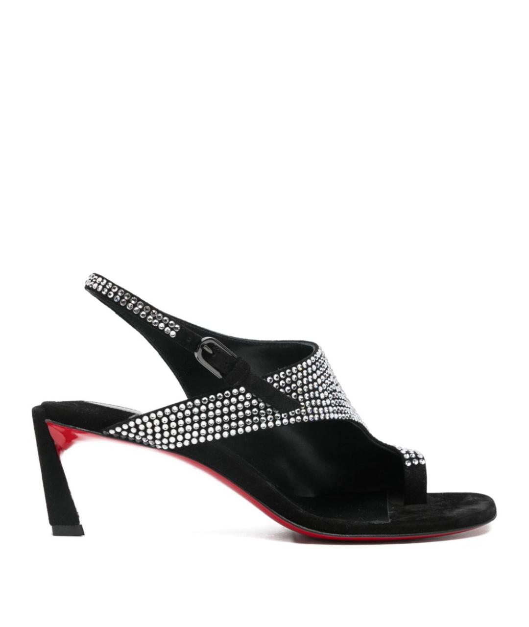 CHRISTIAN LOUBOUTIN Черные кожаные босоножки, фото 1