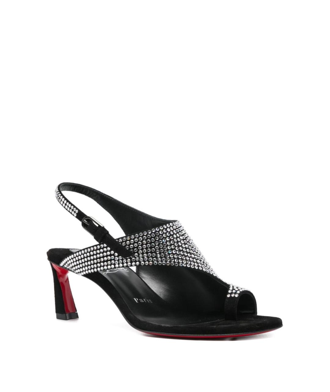 CHRISTIAN LOUBOUTIN Черные кожаные босоножки, фото 4