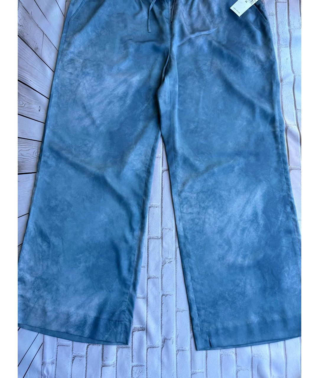 RALPH LAUREN Голубые полиэстеровые брюки широкие, фото 3