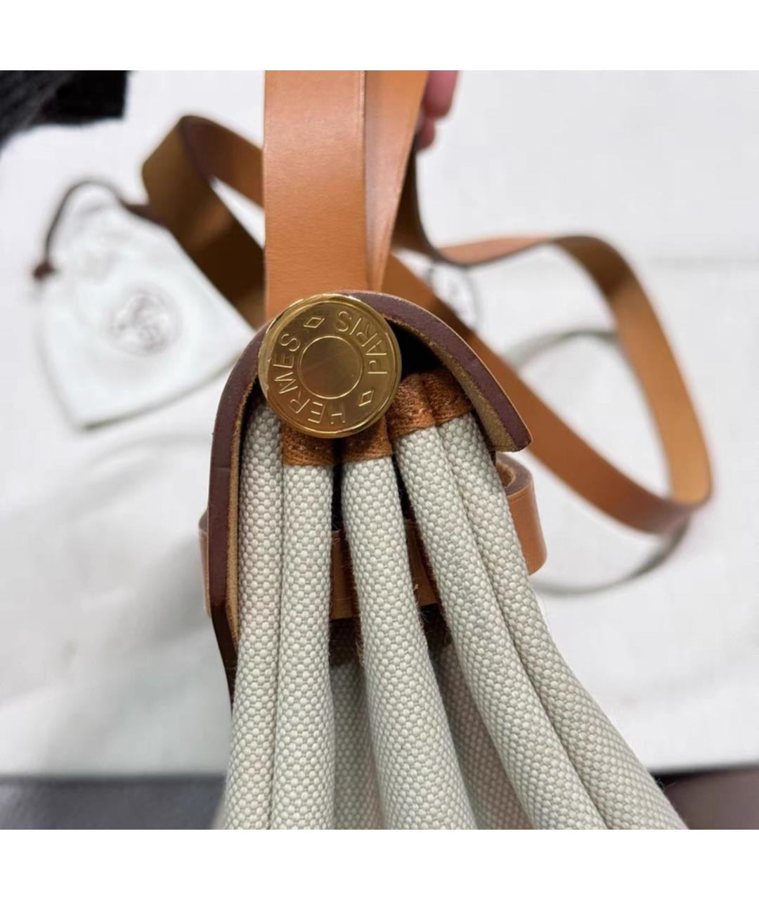 HERMES Бежевая кожаная сумка тоут, фото 3