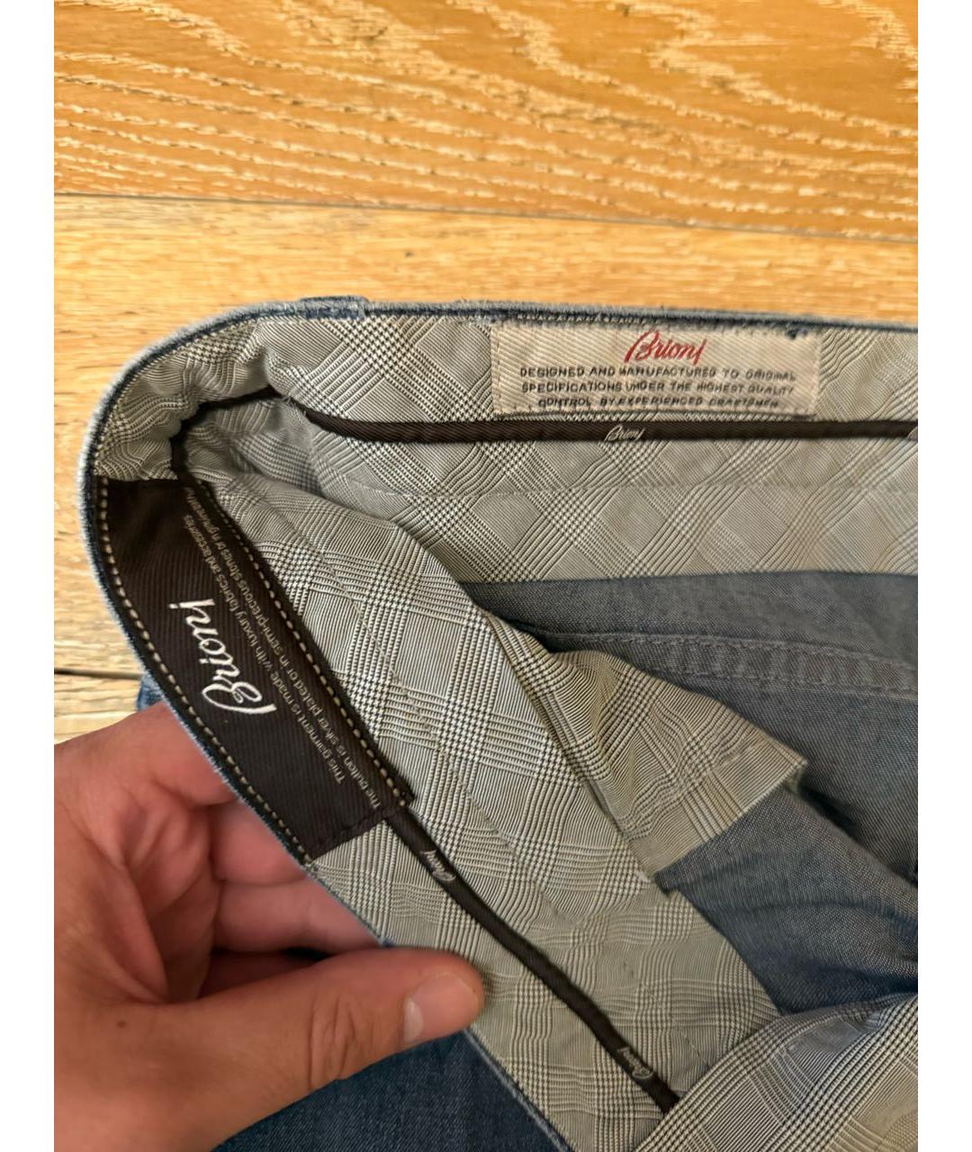 BRIONI Темно-синие хлопковые прямые джинсы, фото 4