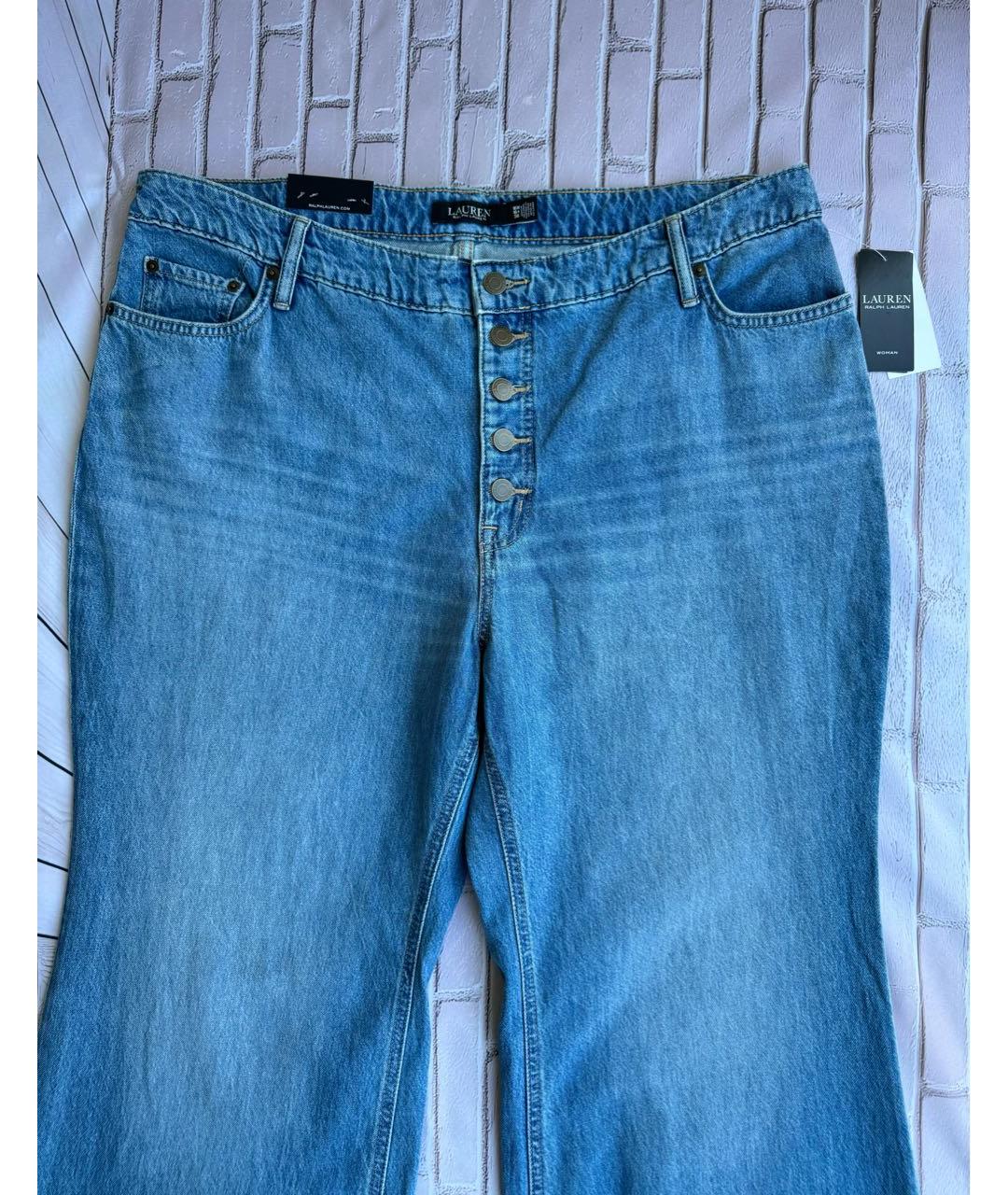 RALPH LAUREN Голубые хлопко-лиоцелловые джинсы клеш, фото 2