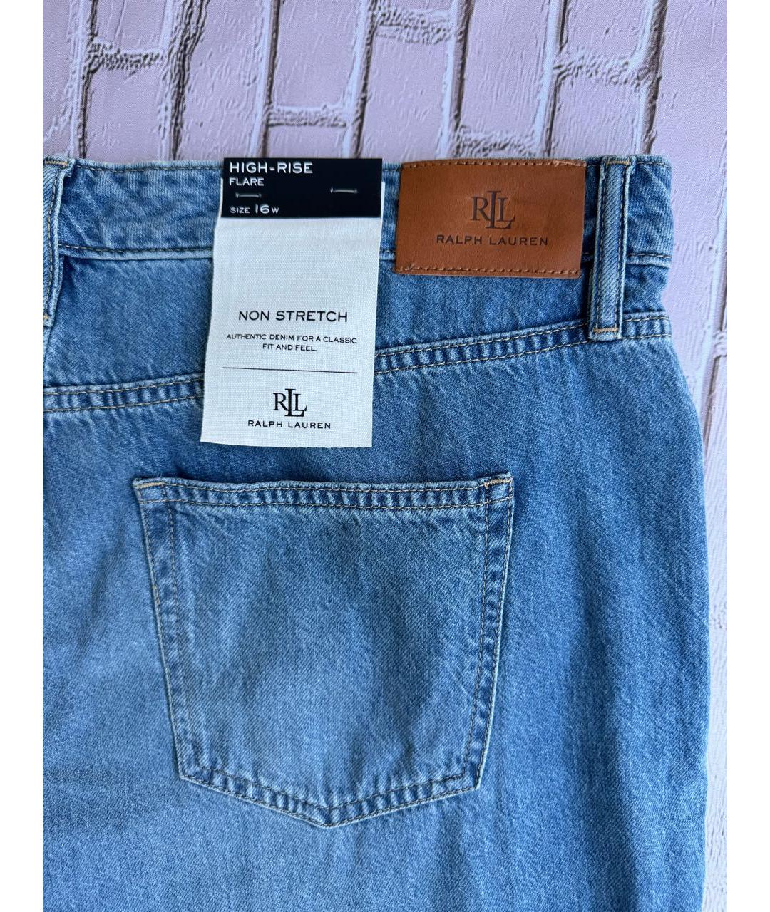 RALPH LAUREN Голубые хлопко-лиоцелловые джинсы клеш, фото 7