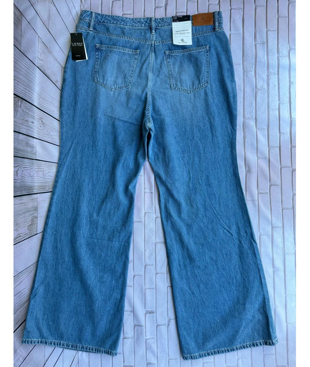 RALPH LAUREN Голубые хлопко-лиоцелловые джинсы клеш, фото 6