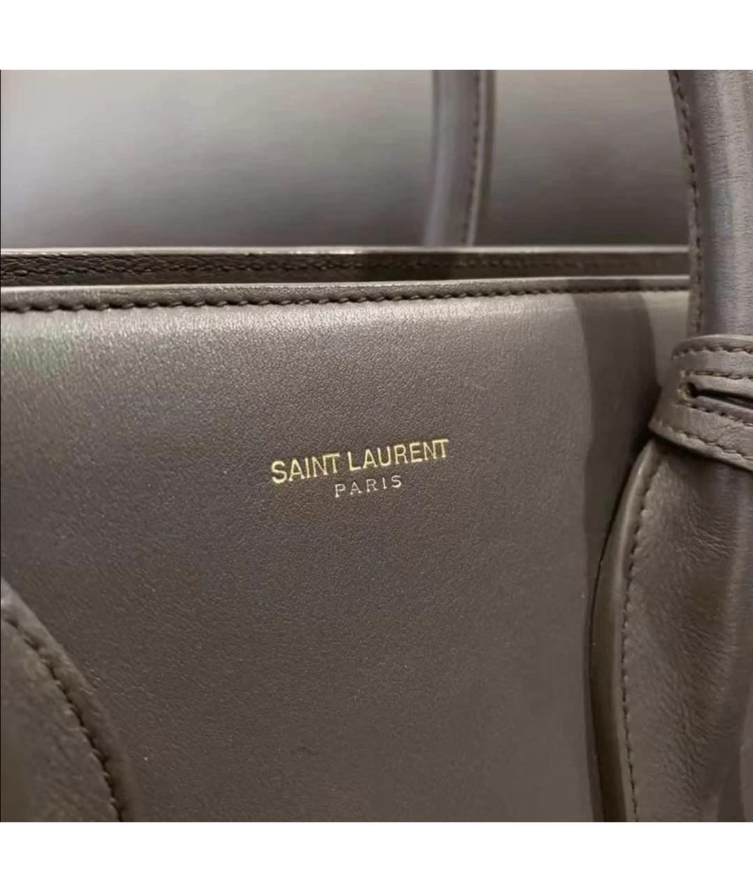SAINT LAURENT Антрацитовая кожаная сумка тоут, фото 5