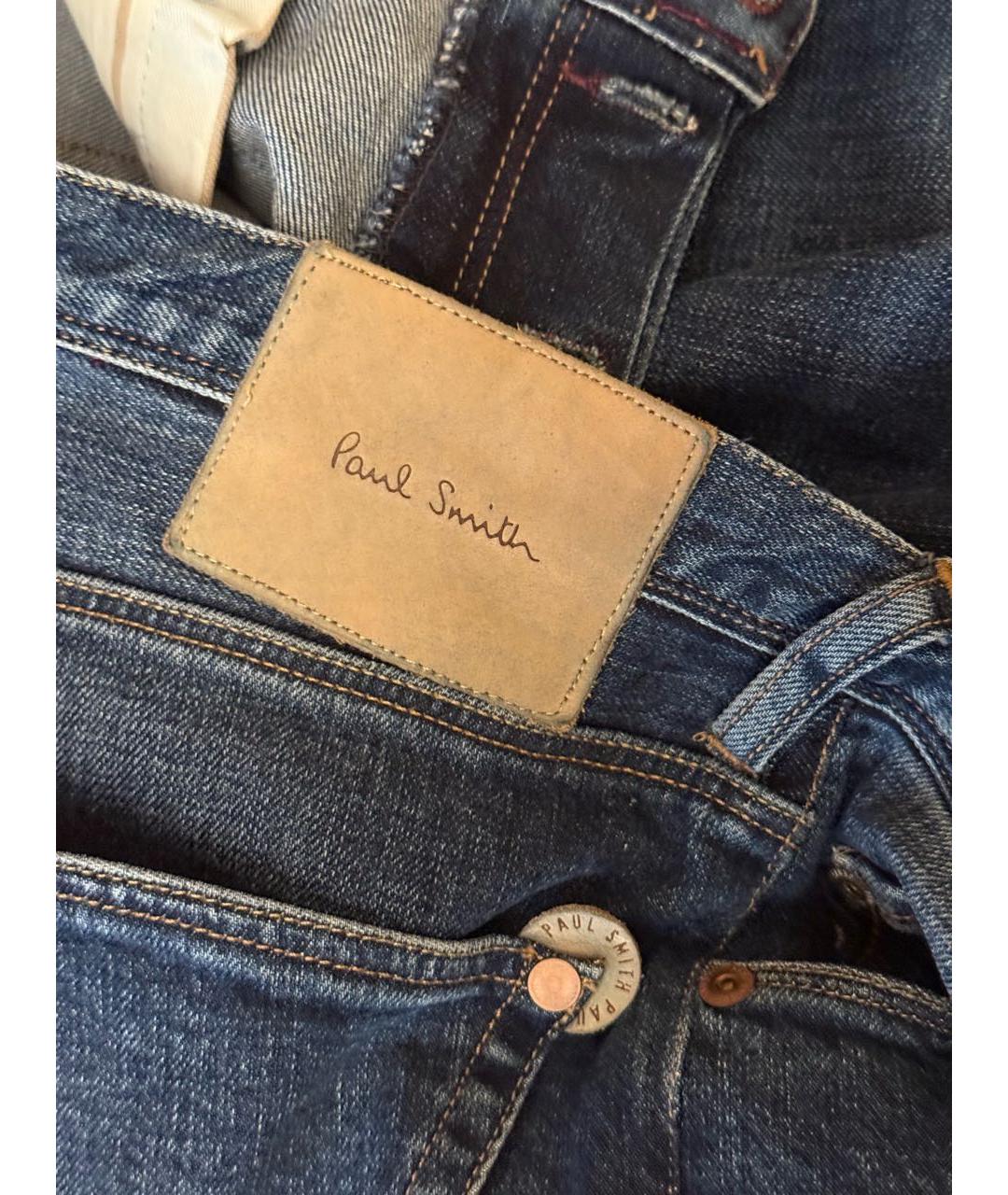 PAUL SMITH Темно-синие хлопковые прямые джинсы, фото 4