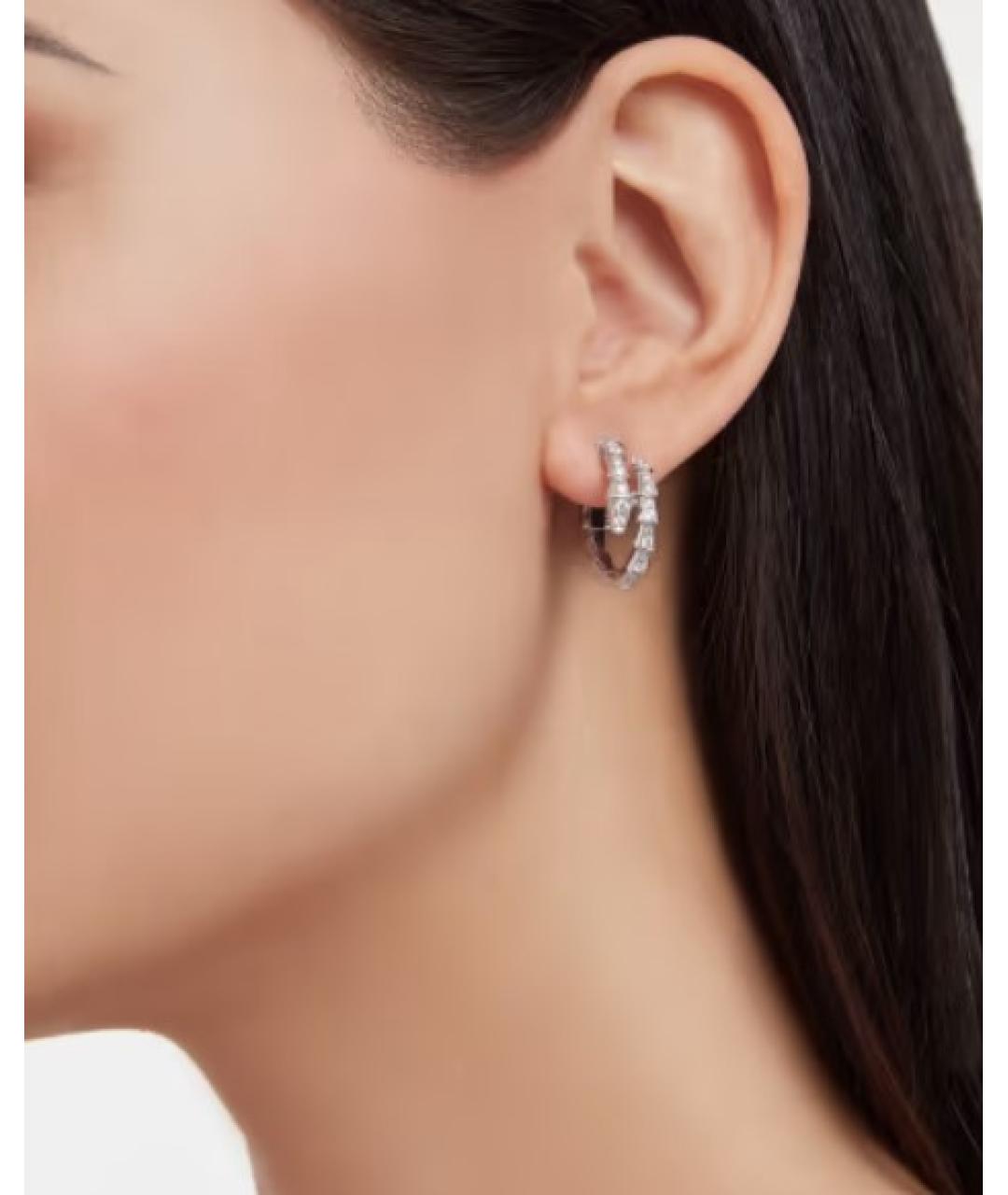 BVLGARI Серебряные серьги из белого золота, фото 5