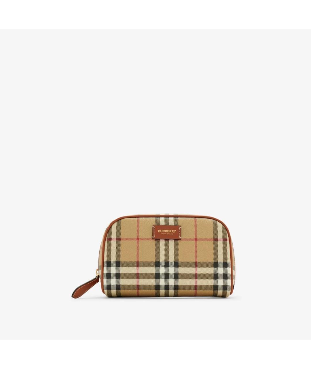 BURBERRY Бежевая кожаная косметичка, фото 4