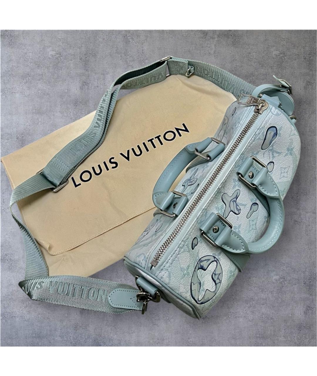 LOUIS VUITTON Бирюзовая кожаная сумка с короткими ручками, фото 4