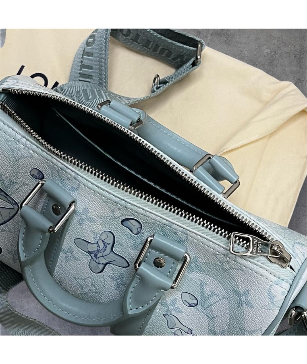 LOUIS VUITTON Бирюзовая кожаная сумка с короткими ручками, фото 2