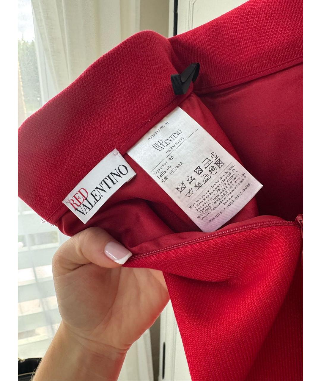 RED VALENTINO Красная полиэстеровая юбка мини, фото 3
