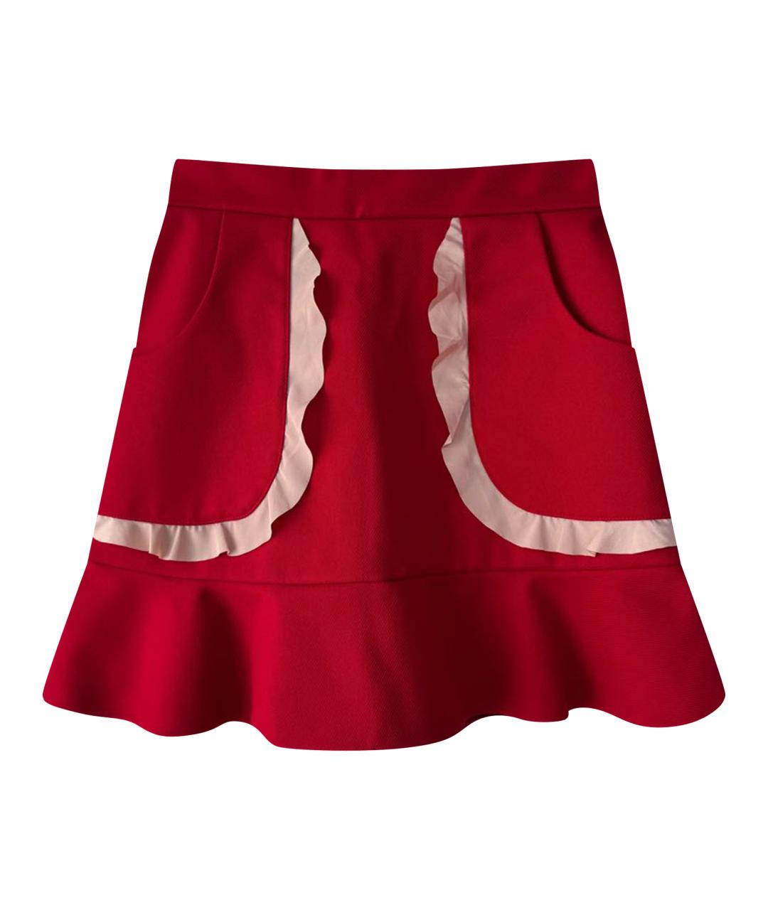 RED VALENTINO Красная полиэстеровая юбка мини, фото 1