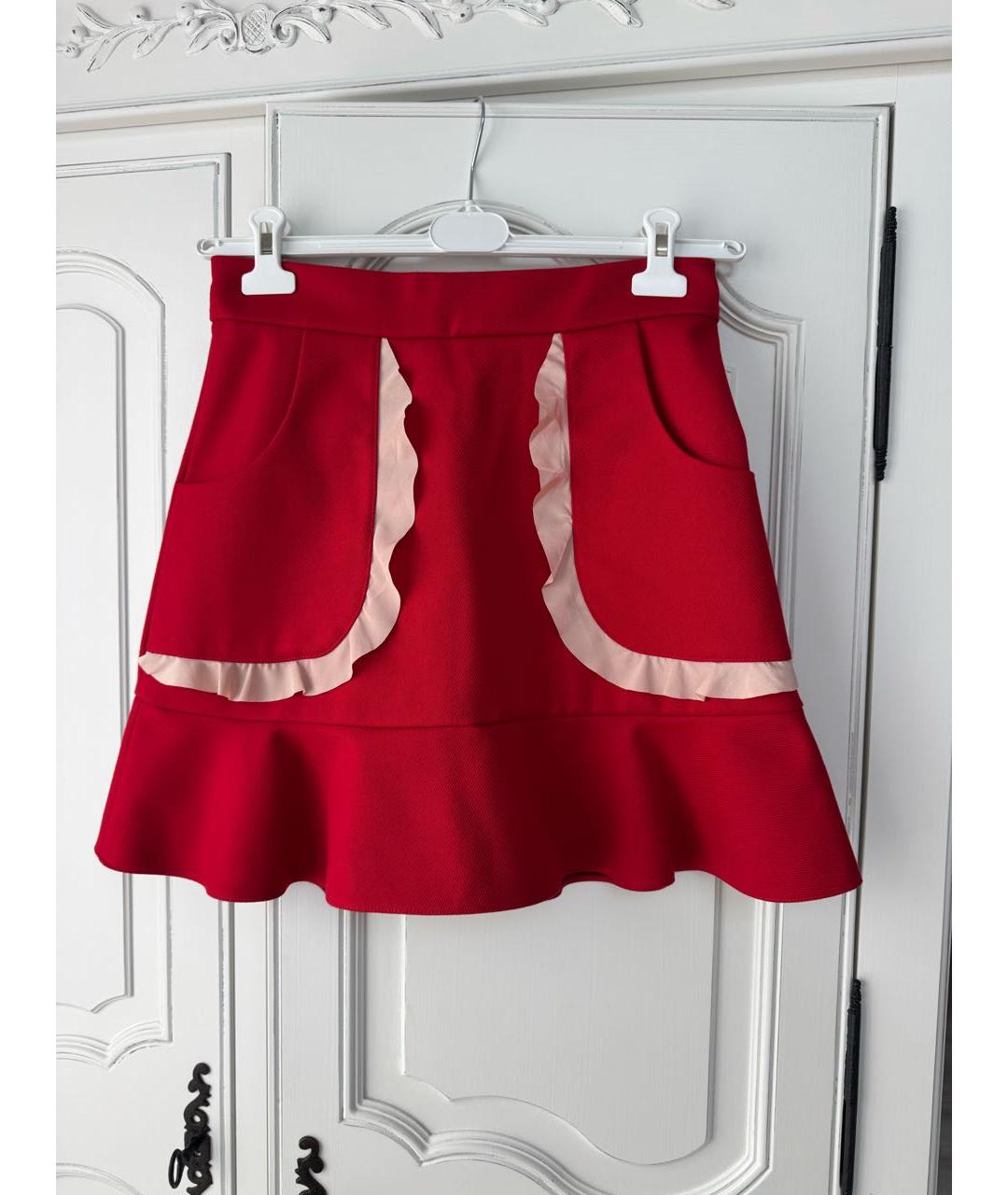 RED VALENTINO Красная полиэстеровая юбка мини, фото 5