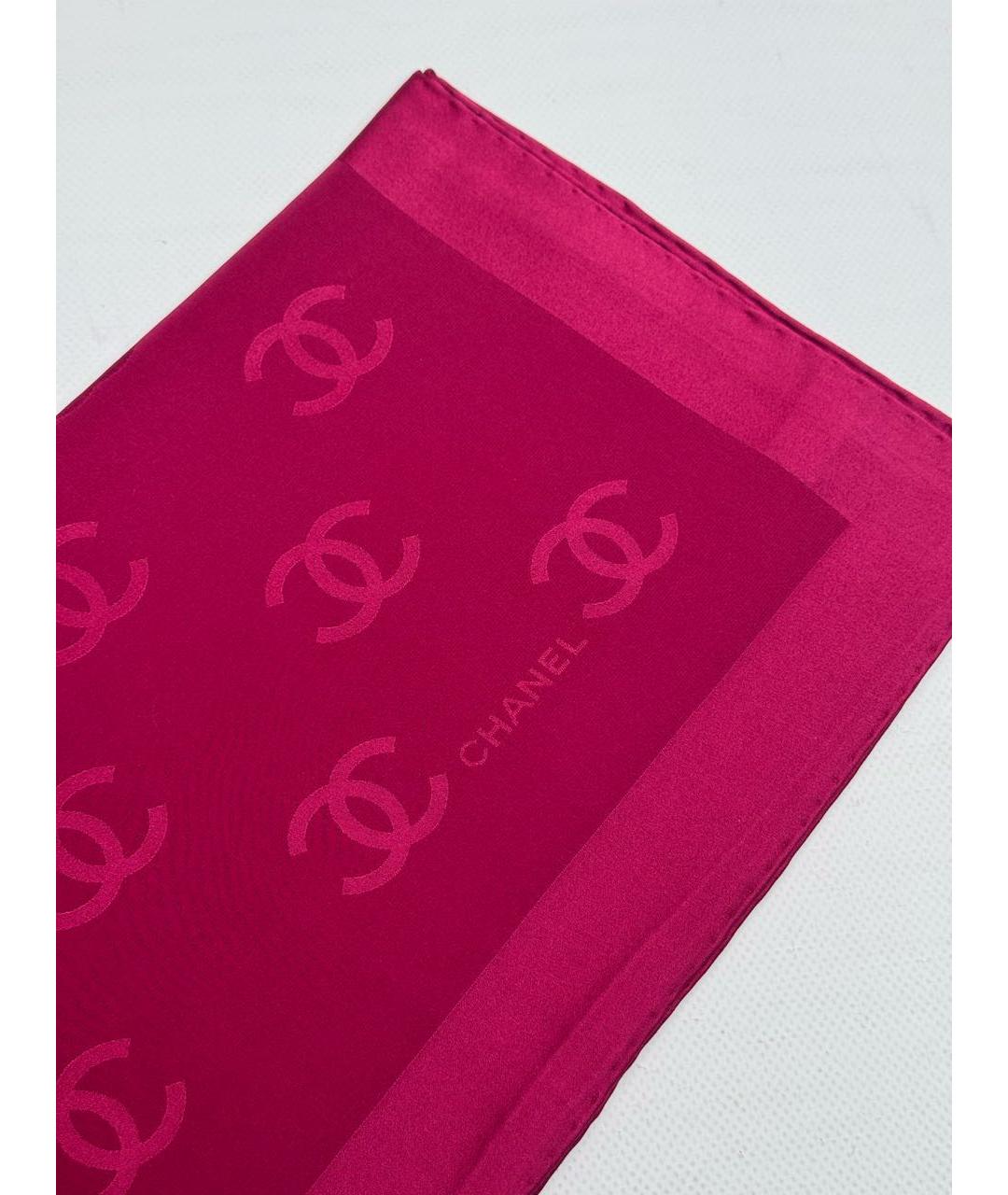 CHANEL Розовый шелковый платок, фото 2