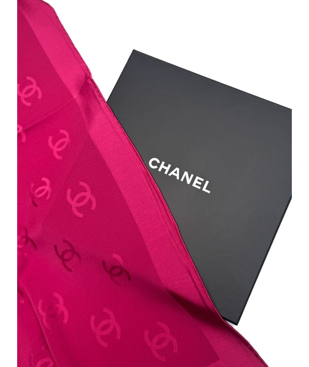 CHANEL Розовый шелковый платок, фото 5