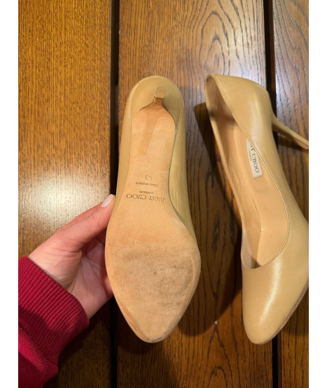 JIMMY CHOO Бежевые кожаные туфли, фото 3