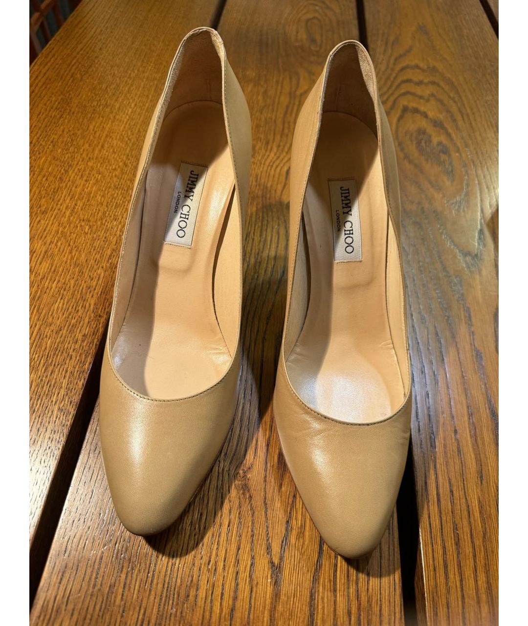 JIMMY CHOO Бежевые кожаные туфли, фото 5