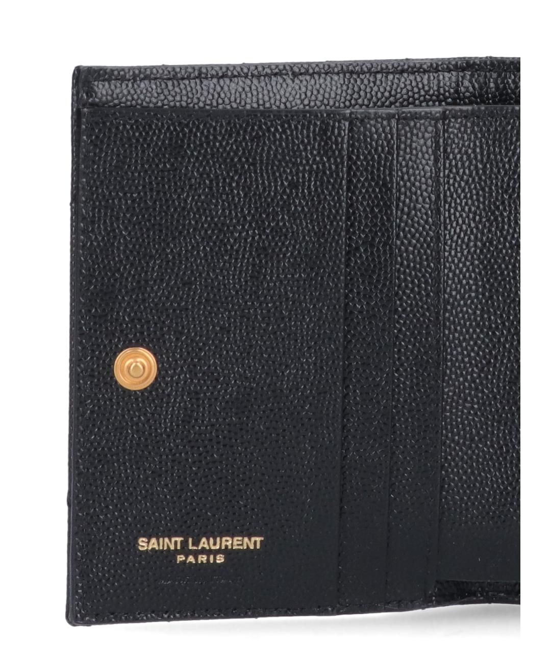 SAINT LAURENT Черный кожаный кошелек, фото 4