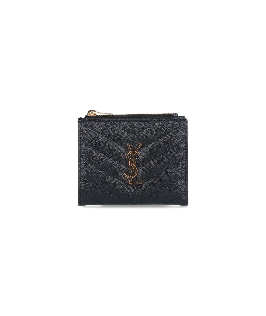 SAINT LAURENT Черный кожаный кошелек, фото 1
