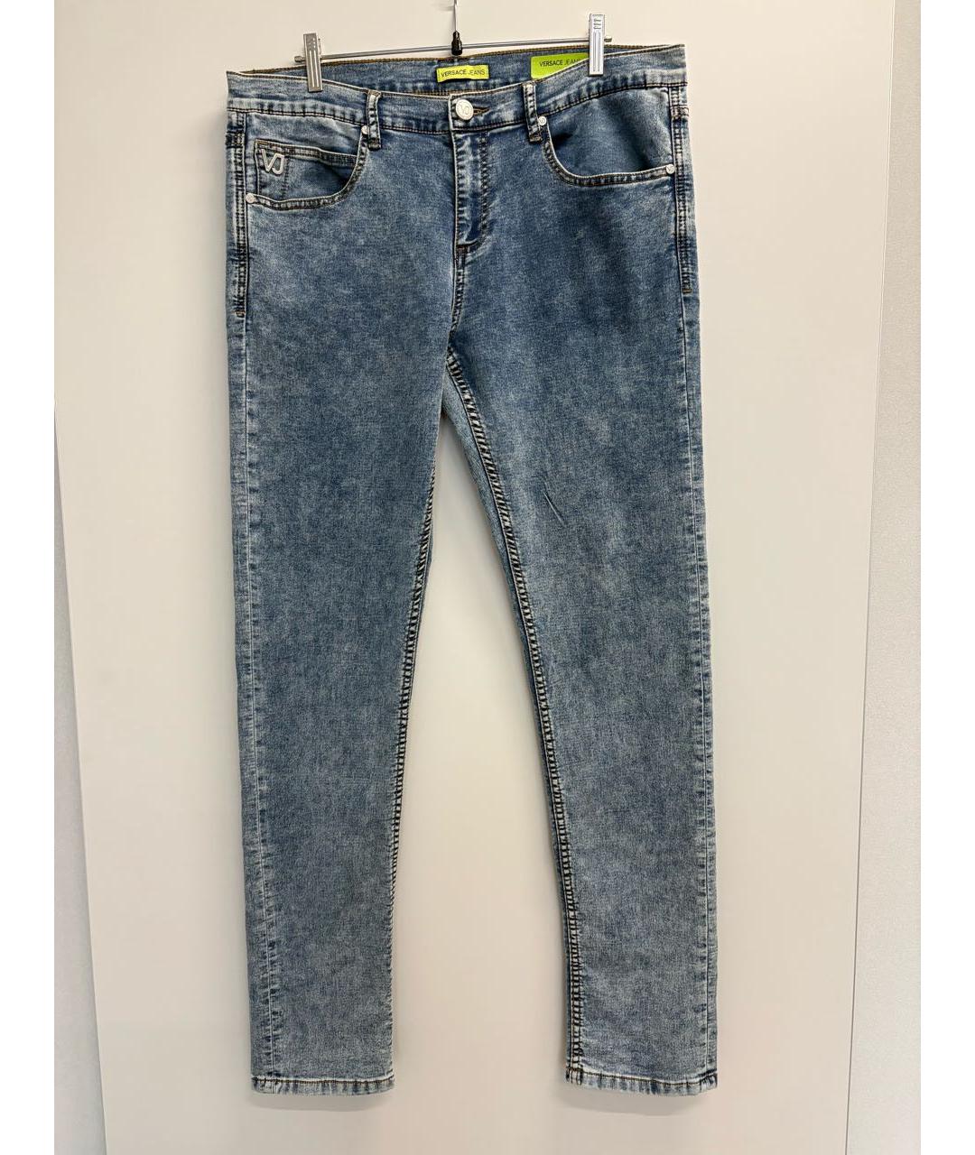VERSACE JEANS COUTURE Голубые хлопко-полиэстеровые джинсы скинни, фото 9