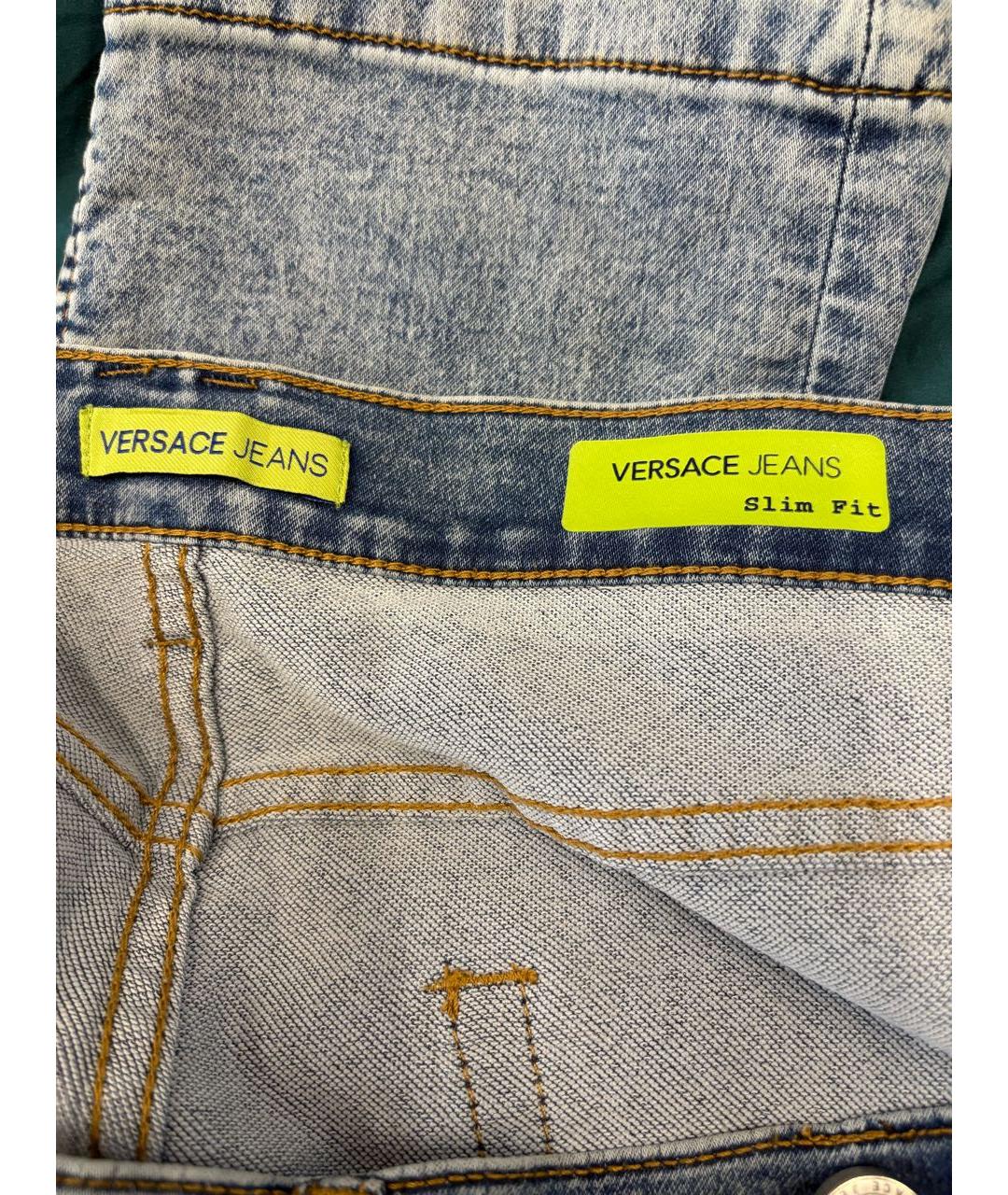 VERSACE JEANS COUTURE Голубые хлопко-полиэстеровые джинсы скинни, фото 7