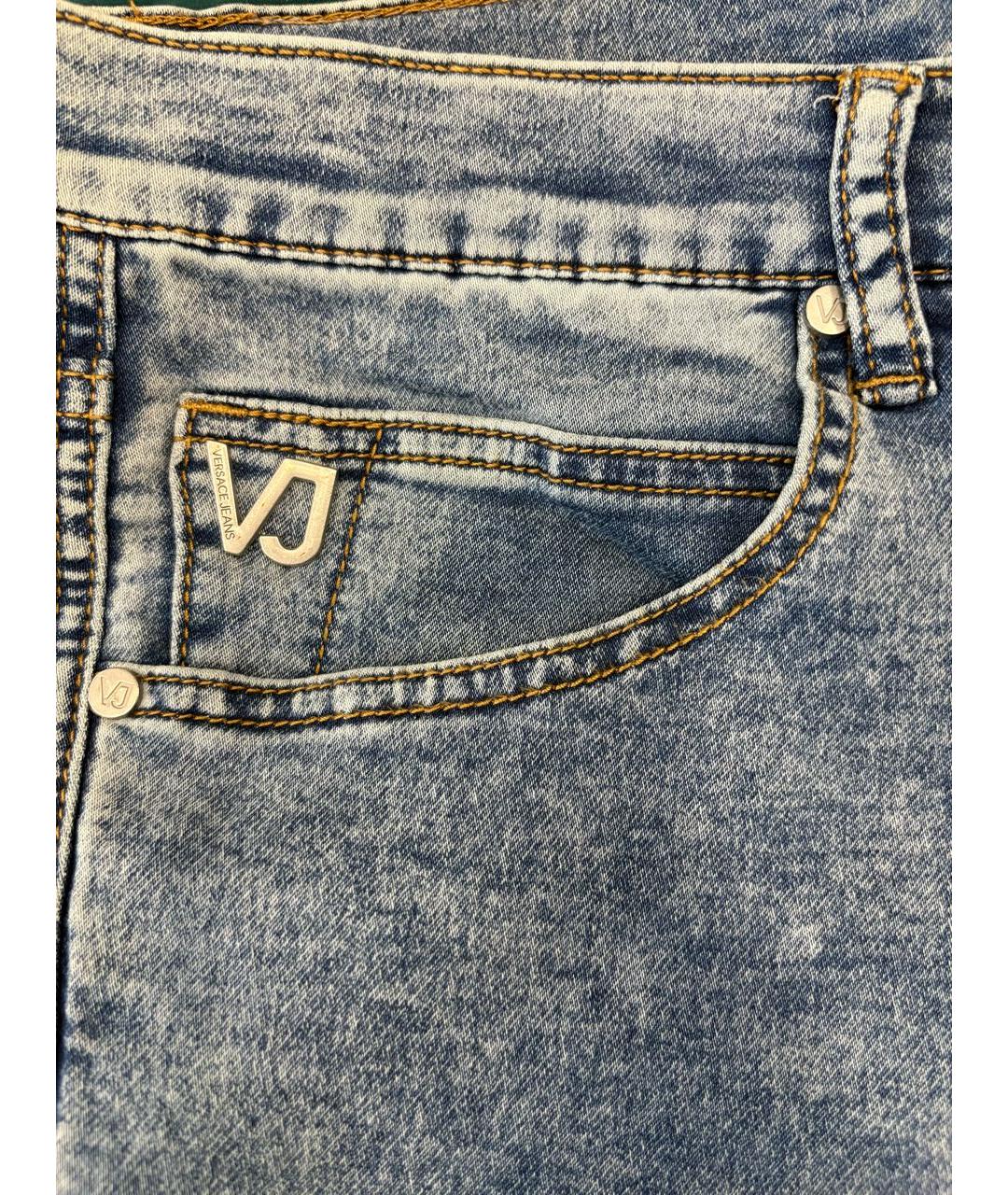 VERSACE JEANS COUTURE Голубые хлопко-полиэстеровые джинсы скинни, фото 6