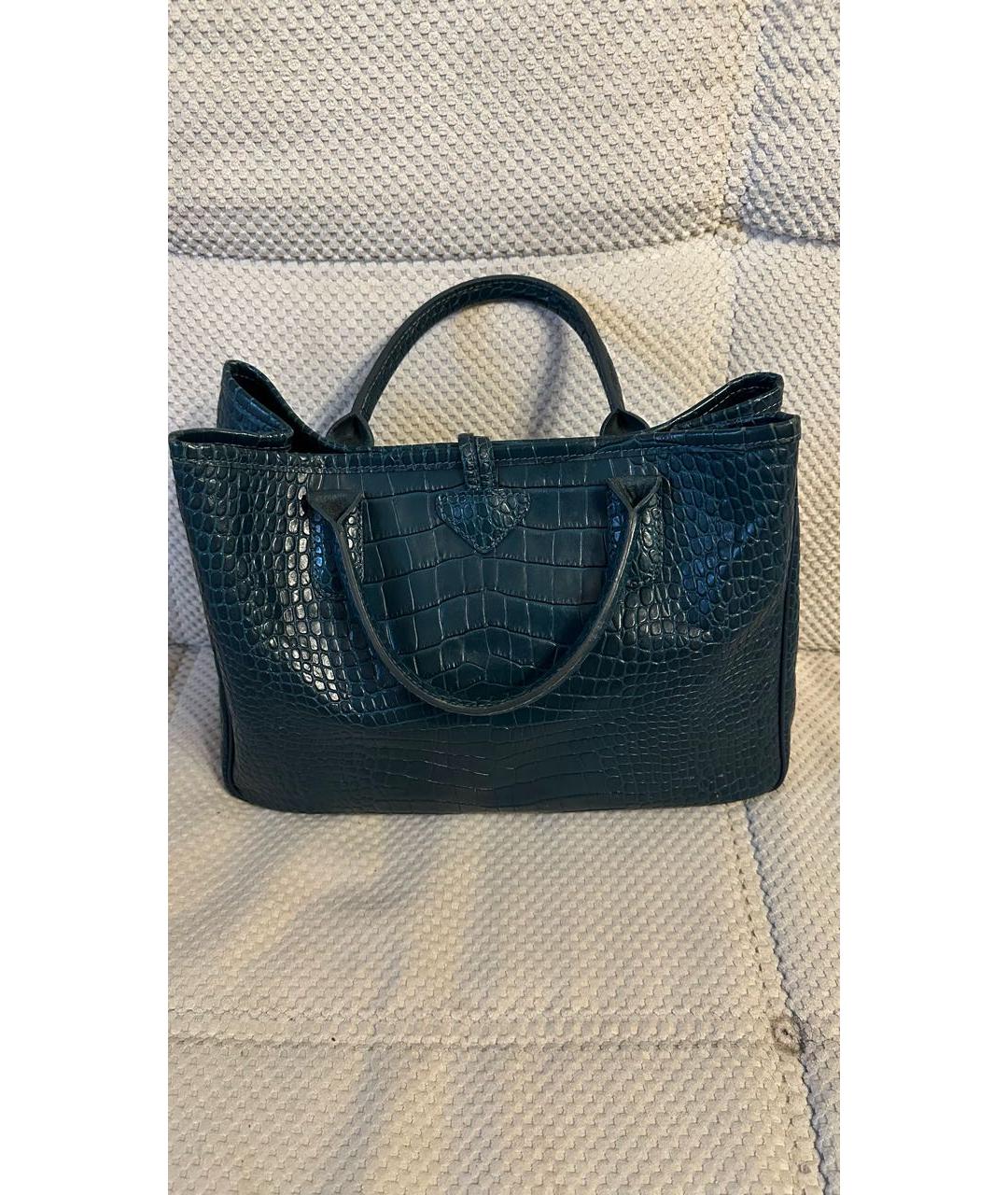 LONGCHAMP Темно-синяя кожаная сумка тоут, фото 3