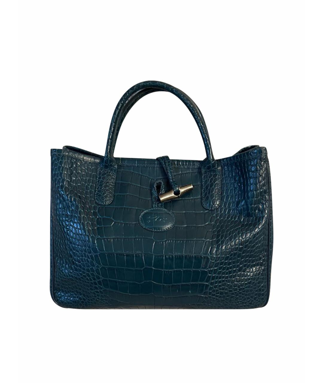 LONGCHAMP Темно-синяя кожаная сумка тоут, фото 1