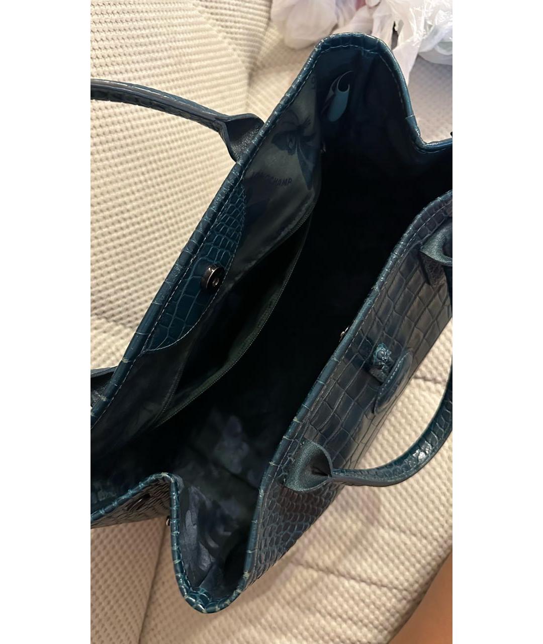 LONGCHAMP Темно-синяя кожаная сумка тоут, фото 4