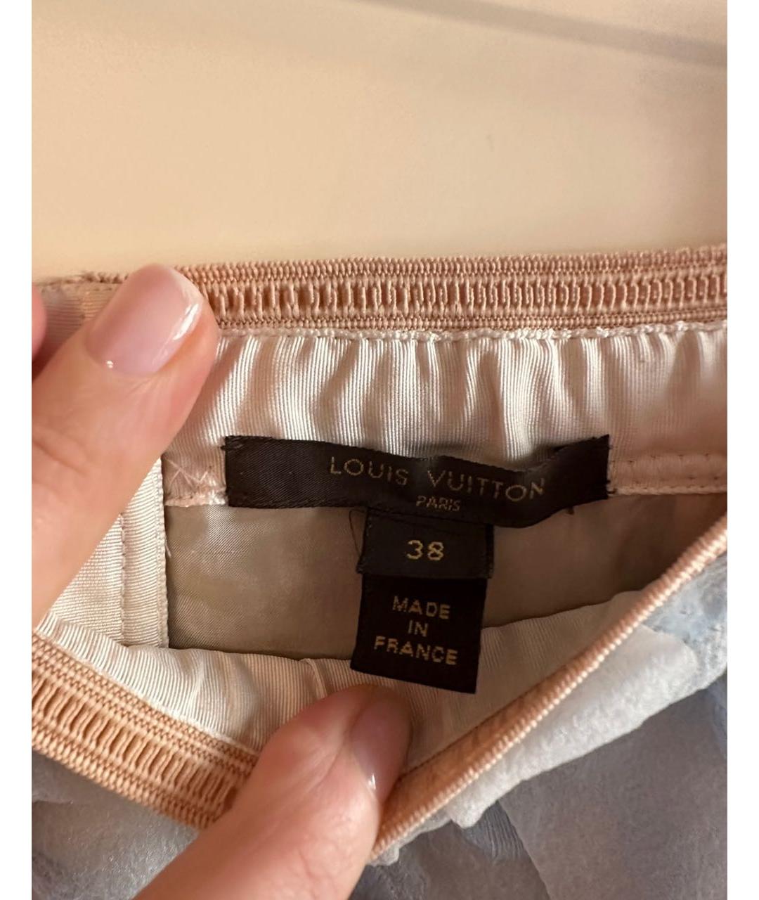 LOUIS VUITTON Голубая шелковая юбка мини, фото 3