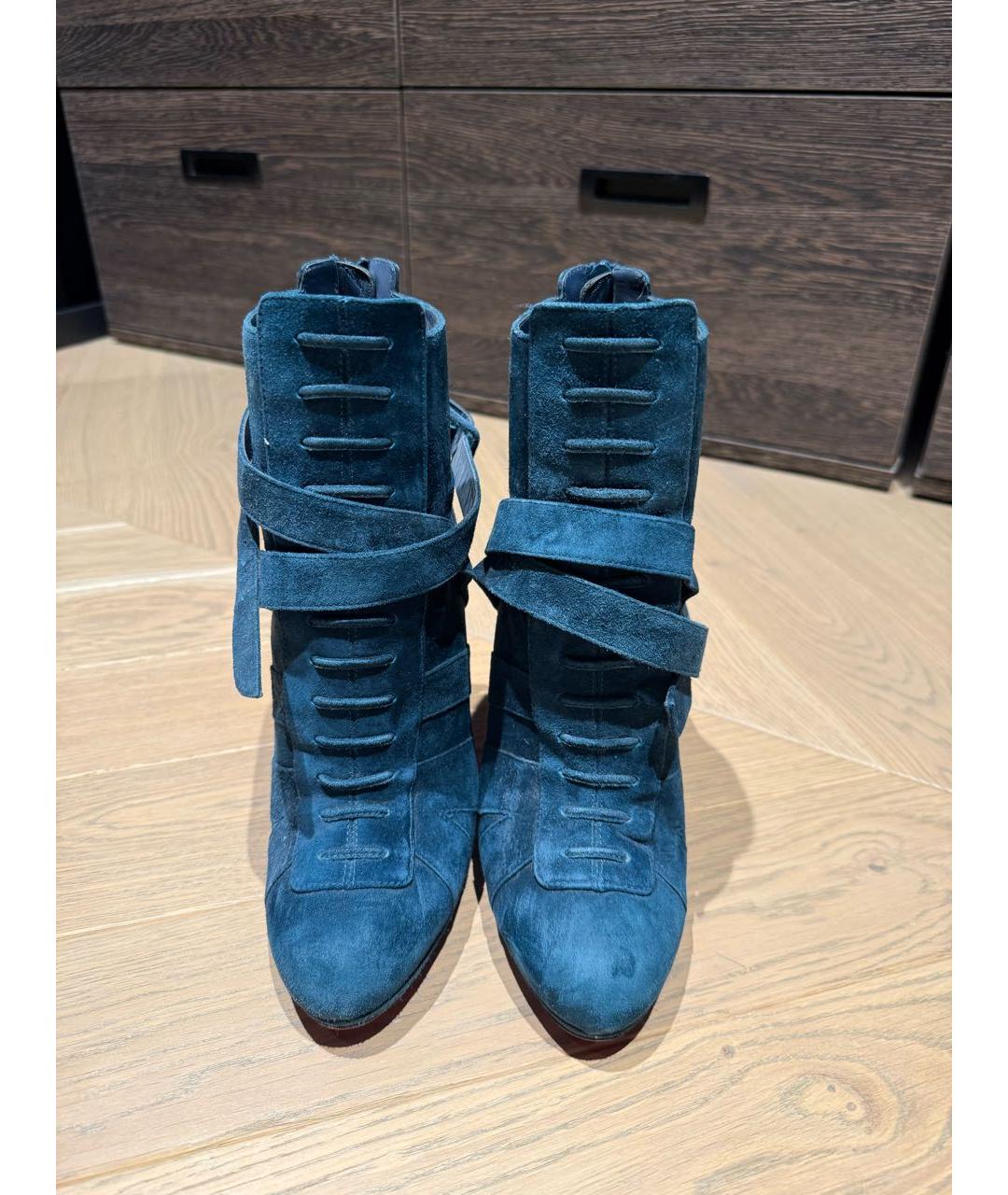 CHRISTIAN LOUBOUTIN Синие замшевые ботильоны, фото 2