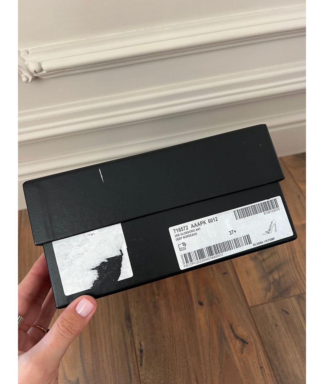 SAINT LAURENT Бордовые туфли из лакированной кожи, фото 8