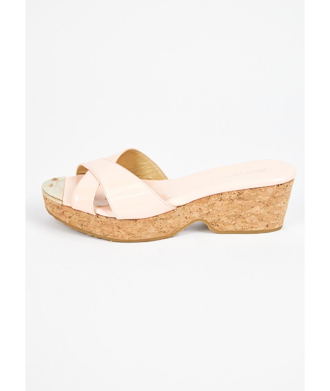 JIMMY CHOO Розовые сабо из лакированной кожи, фото 3