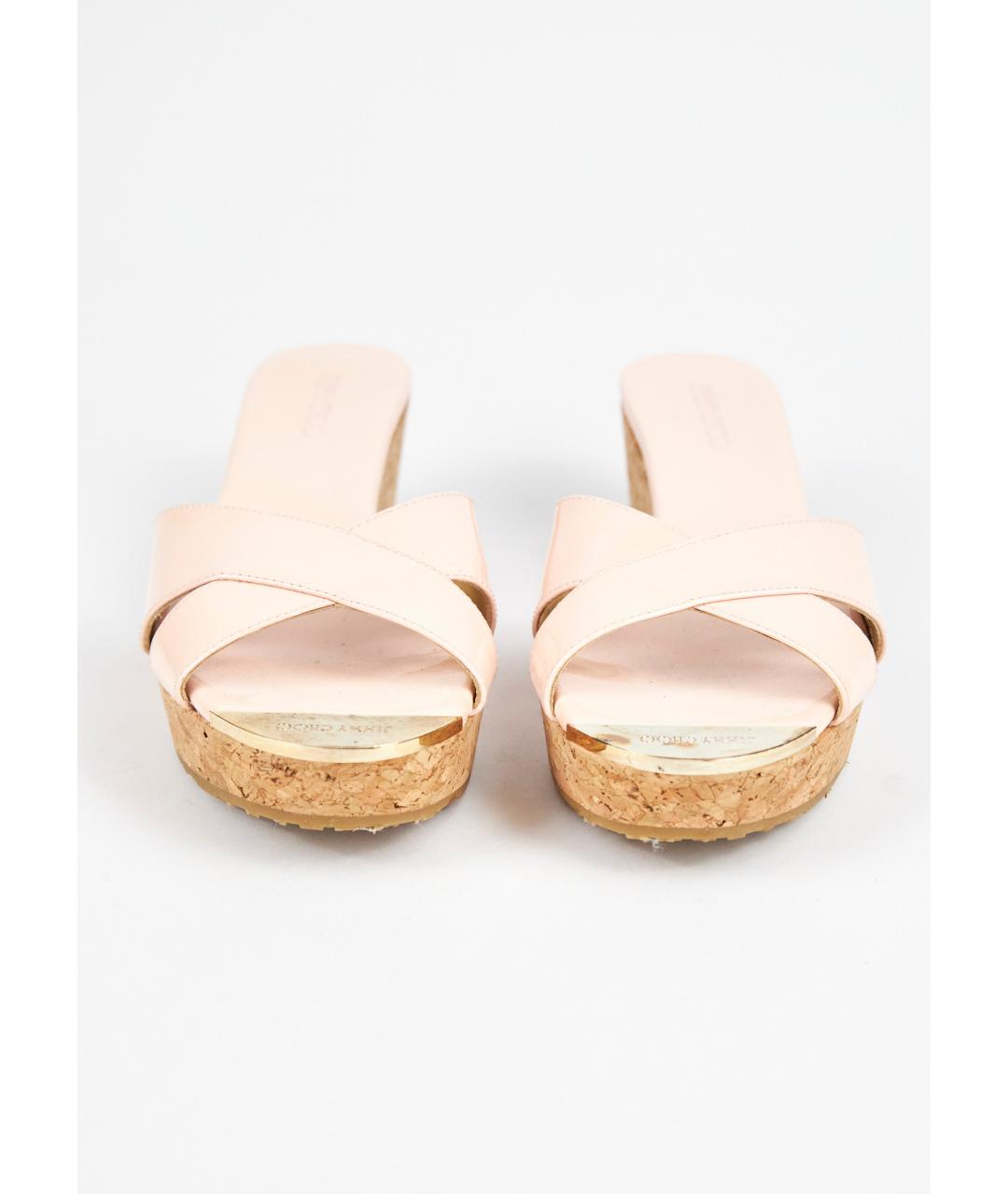 JIMMY CHOO Розовые сабо из лакированной кожи, фото 2