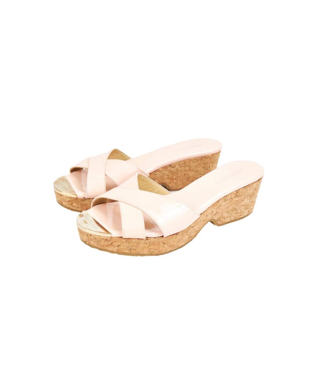 JIMMY CHOO Розовые сабо из лакированной кожи, фото 6