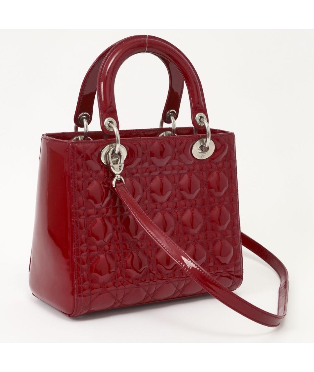 CHRISTIAN DIOR Красная сумка через плечо из лакированной кожи, фото 3