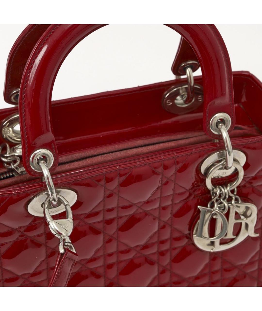 CHRISTIAN DIOR Красная сумка через плечо из лакированной кожи, фото 7