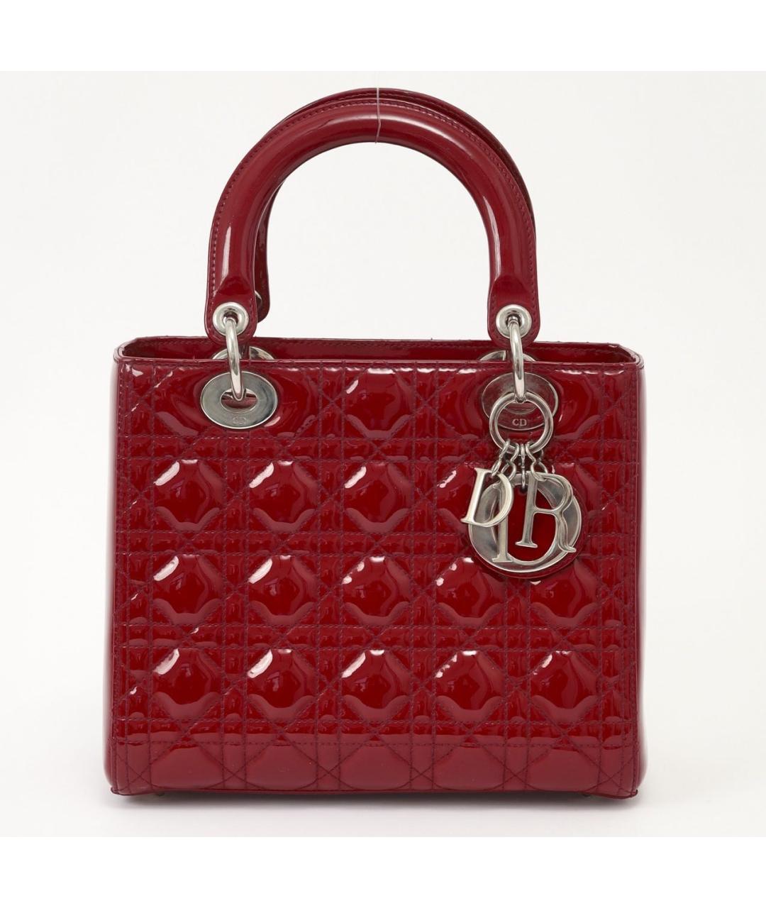 CHRISTIAN DIOR Красная сумка через плечо из лакированной кожи, фото 8