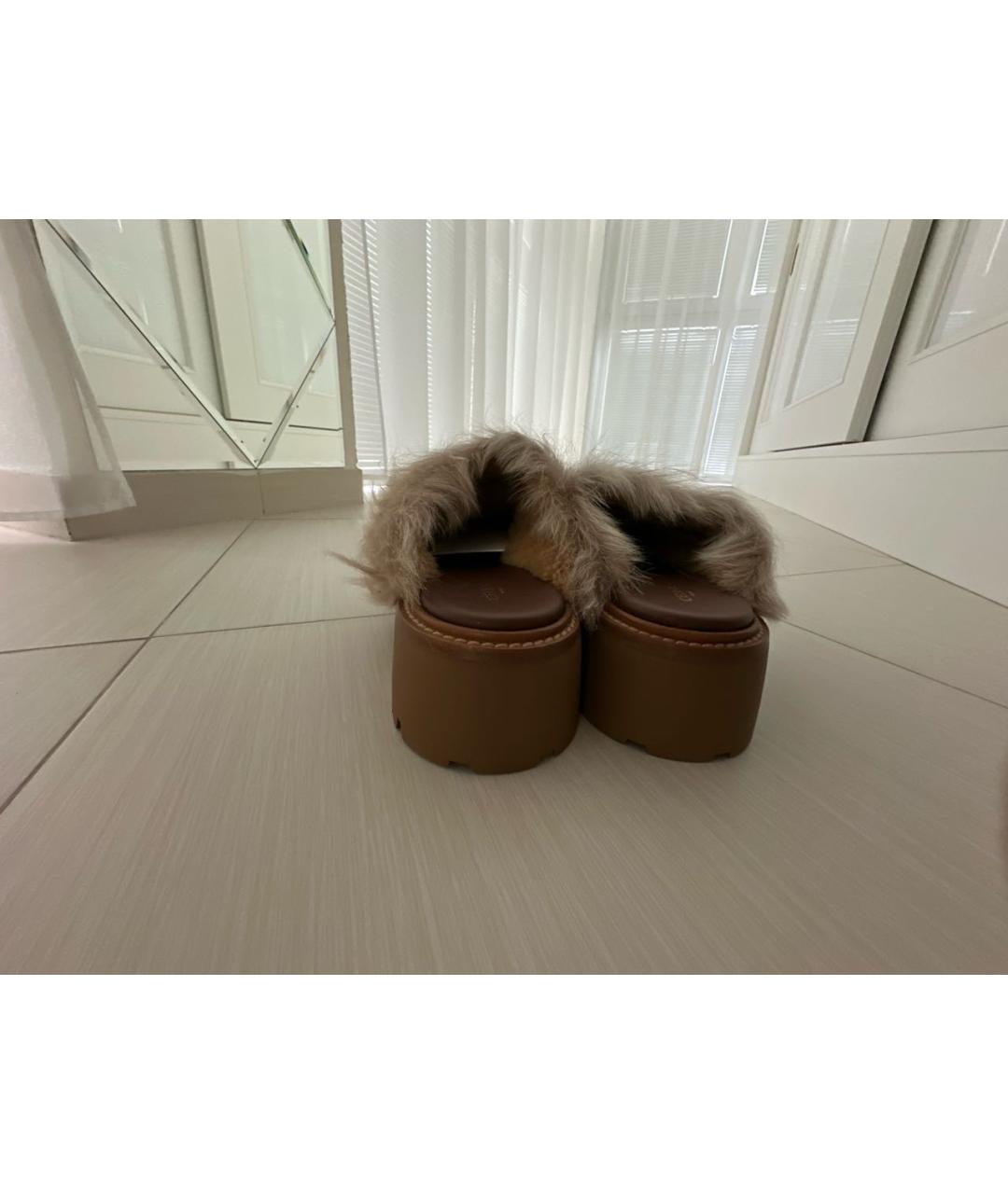 CELINE Коричневые кожаные сабо, фото 4