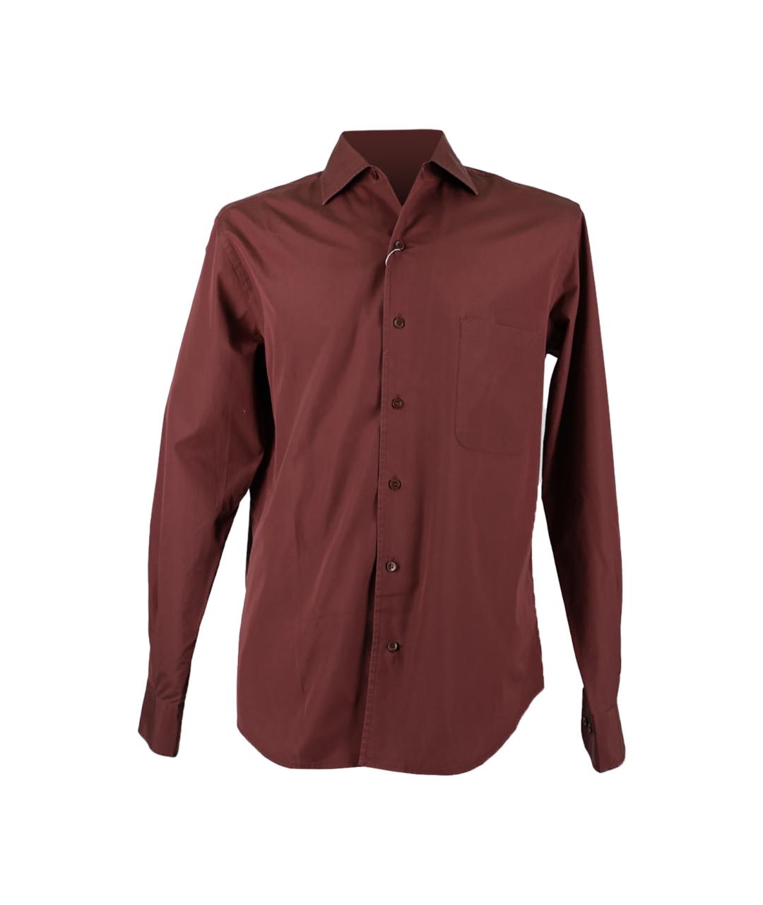 LORO PIANA Бордовая хлопковая классическая рубашка, фото 6