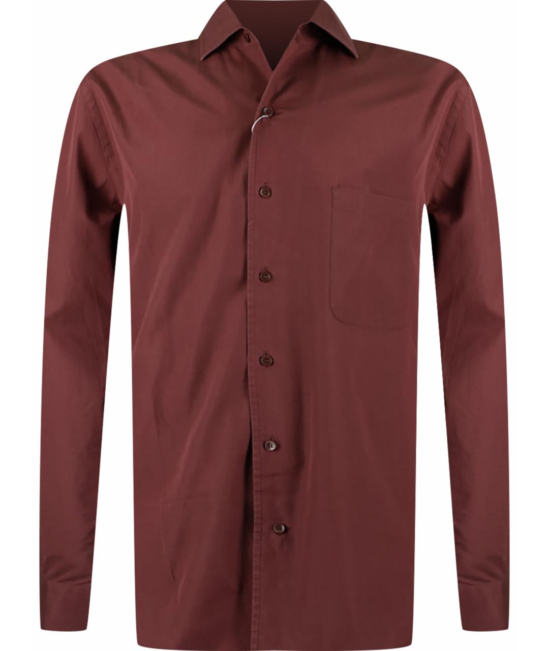 LORO PIANA Бордовая хлопковая классическая рубашка, фото 1