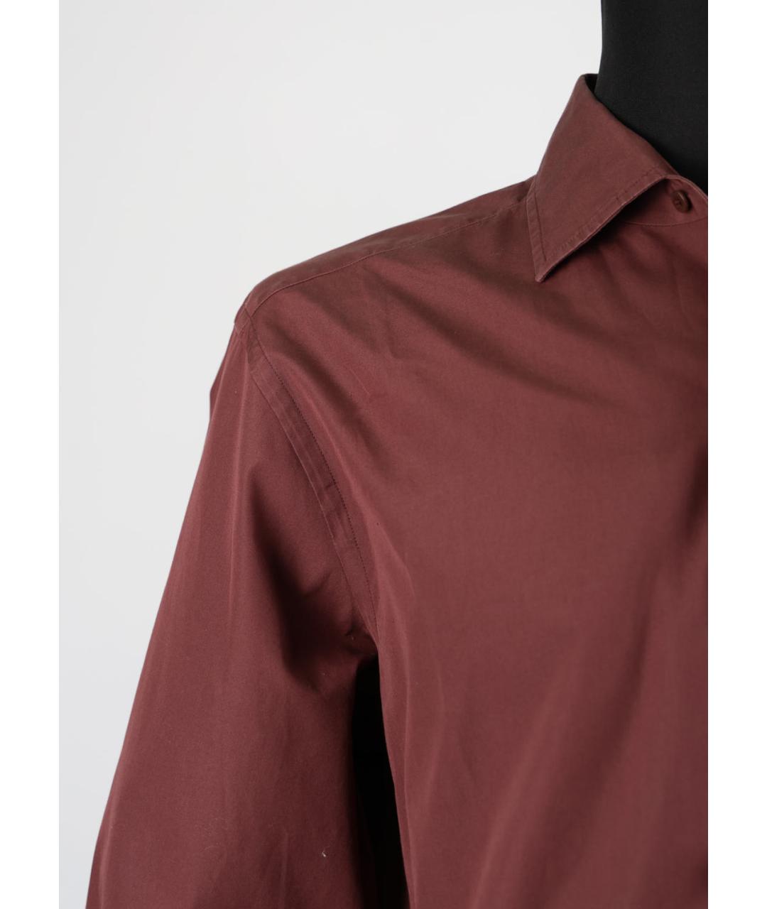 LORO PIANA Бордовая хлопковая классическая рубашка, фото 5